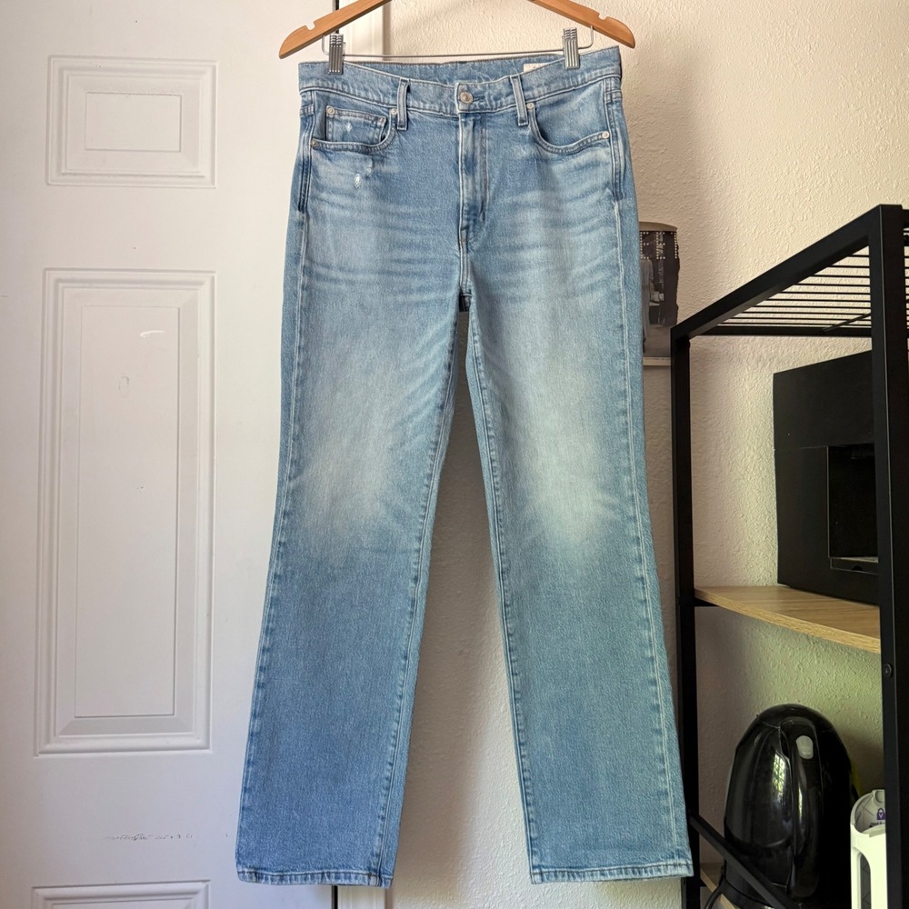 AYR medium light wash blue straight leg cotton lyocell lala jeans